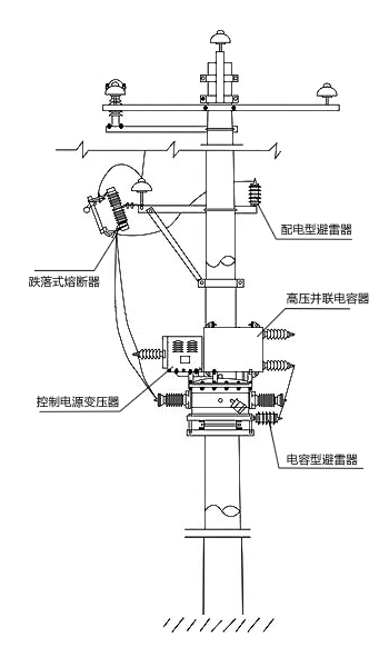 FR-2系列15kv出口型跌落式熔断器安装示意图