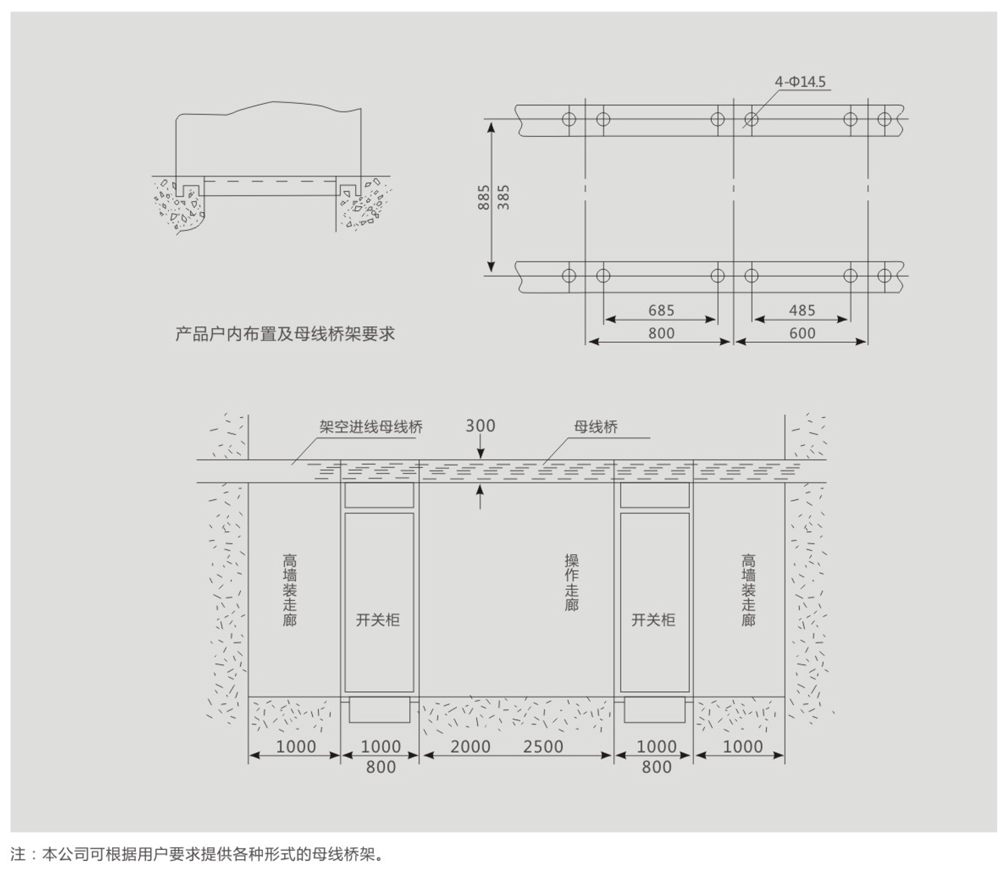 GCK低压抽出式开关柜产品安装基础示意图
