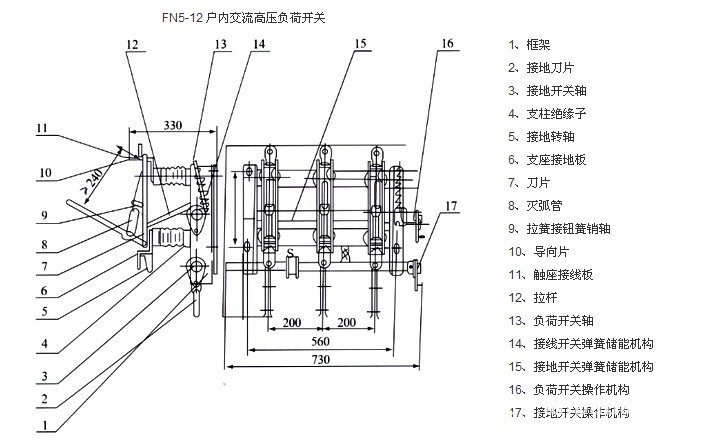 FN5-12R高压负荷开关外形图2